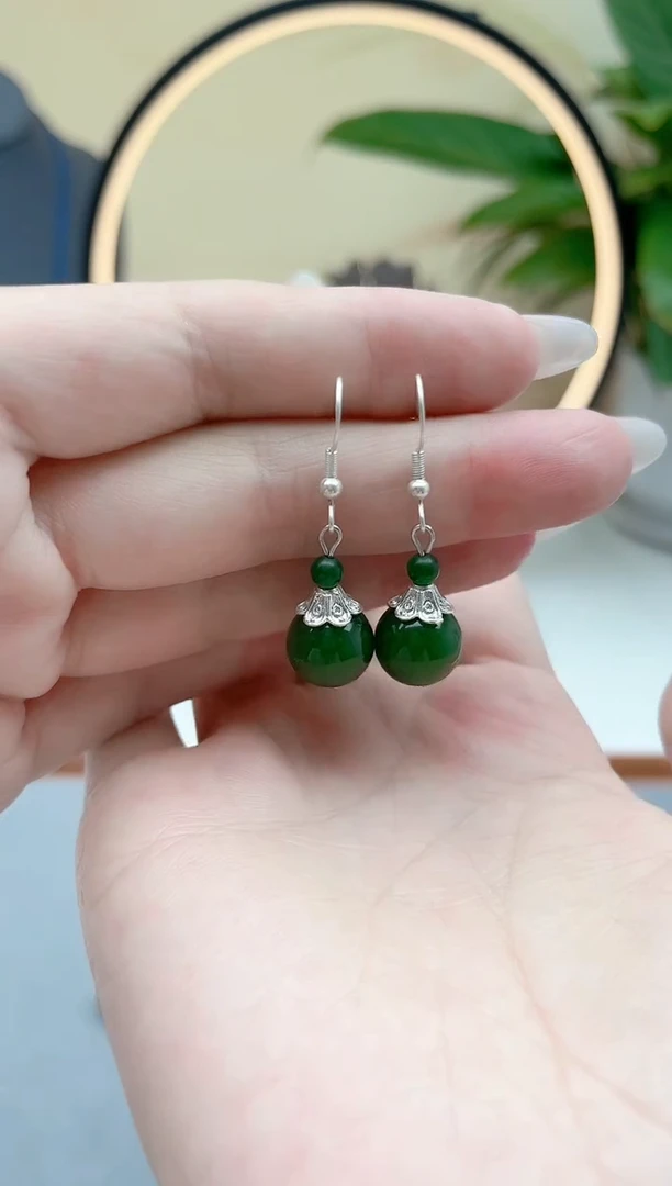 玛瑙/玉髓耳饰银S925镶嵌682