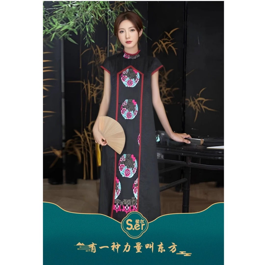 【娇娇美娇】娑尔香云纱团花刺绣SJ1LB03505