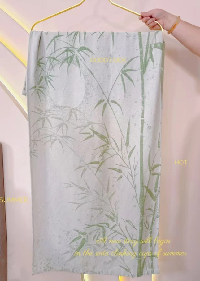 【竹林秘境】70*140加厚纱布大浴巾/沙发巾