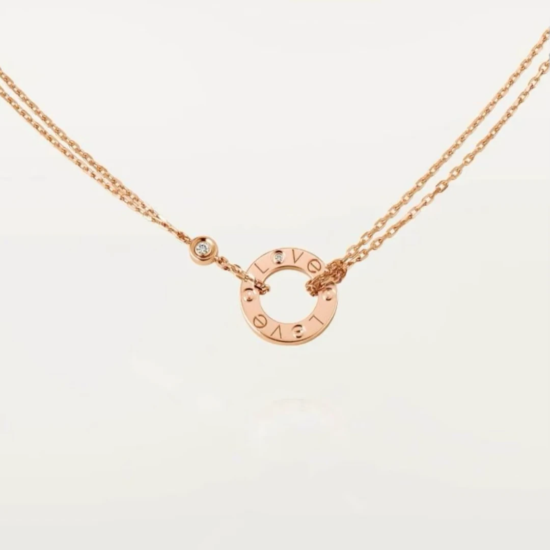 合金项链 大圆饼LOVE项链时尚轻奢小众ins款