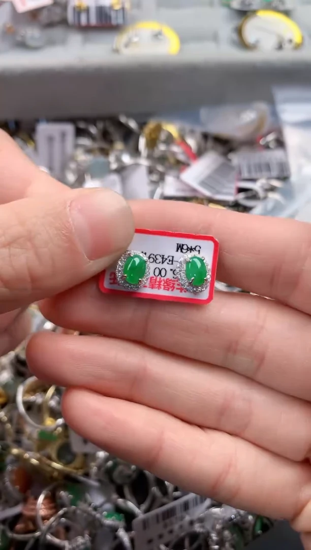 银S925镶嵌戒指翡翠444   2