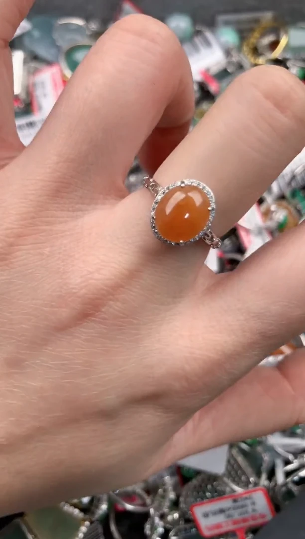 银S925镶嵌戒指翡翠1010----8