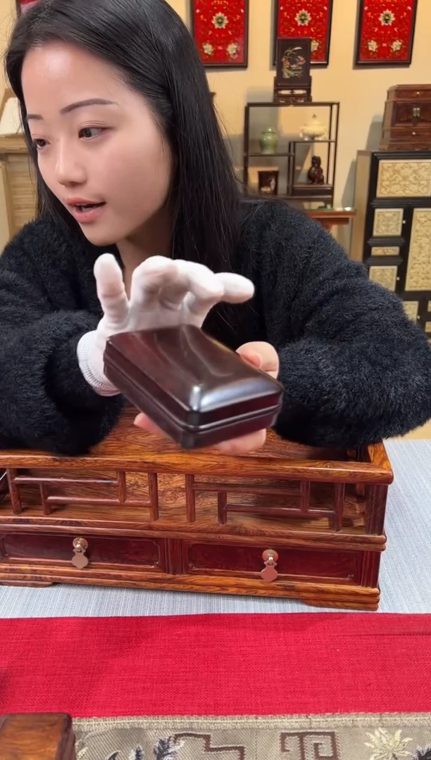 紫檀木类成套家具天地盖文盒   一木挖  一物一拍