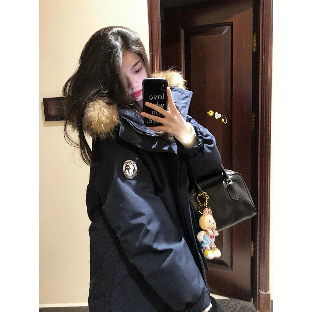 YWBY美式复古潮流休闲棉服女爆款加厚保暖毛领连帽拉链开衫派克服