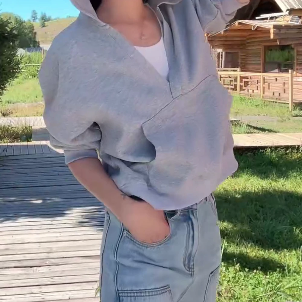 【重磅俏灰】连帽净版时尚显瘦百搭卫衣C5808