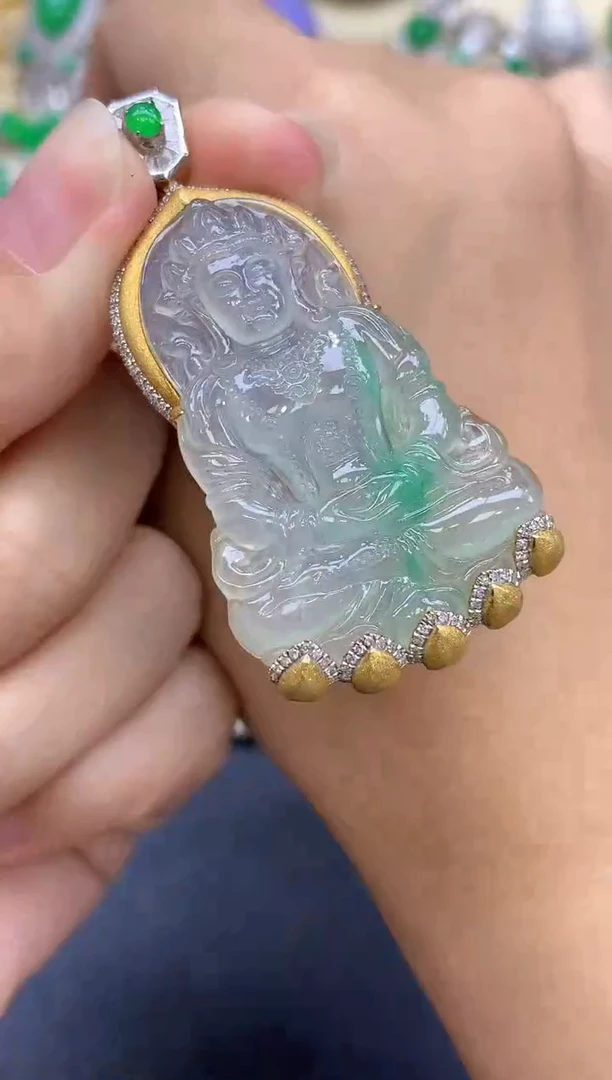 颈饰18K金镶嵌翡翠371-中国好珍宝