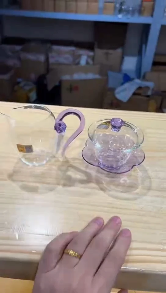禾器-咏荷盖碗-浅紫色+怡莲茶海浅紫++