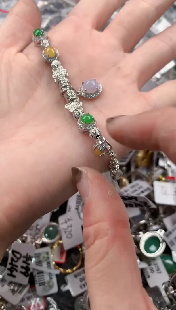 银S925镶嵌戒指翡翠888  8