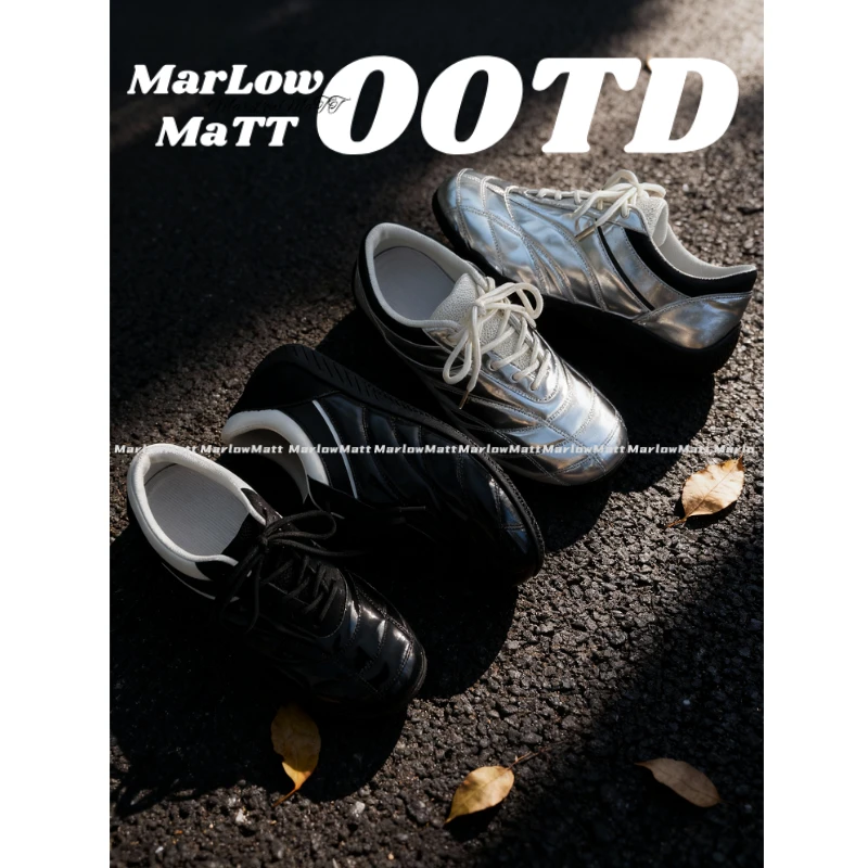 MarlowMatt秋季休闲低帮赛车鞋美式复古时尚潮流百搭平底德训鞋男