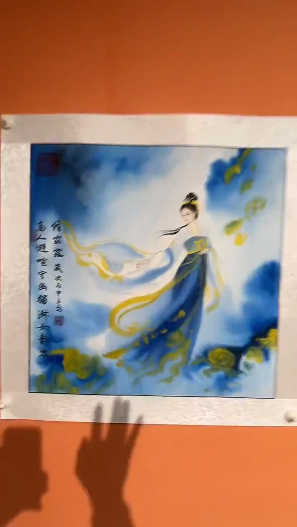国画风**边张巨富 飞天仕女斗方2