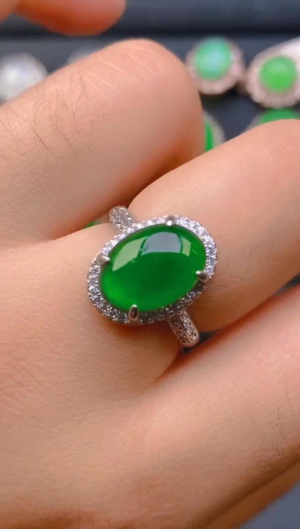 【闪购商品】翡翠戒指银S925镶嵌天然A货翡翠1