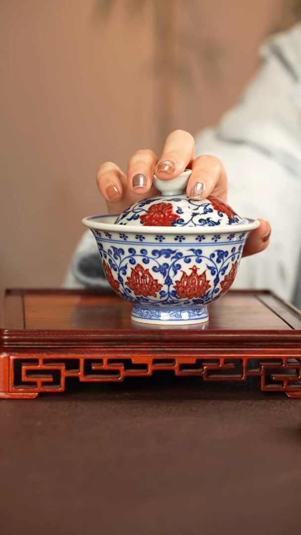 【闪购商品】盖碗永明尚玩景德镇手工手绘陶瓷+-