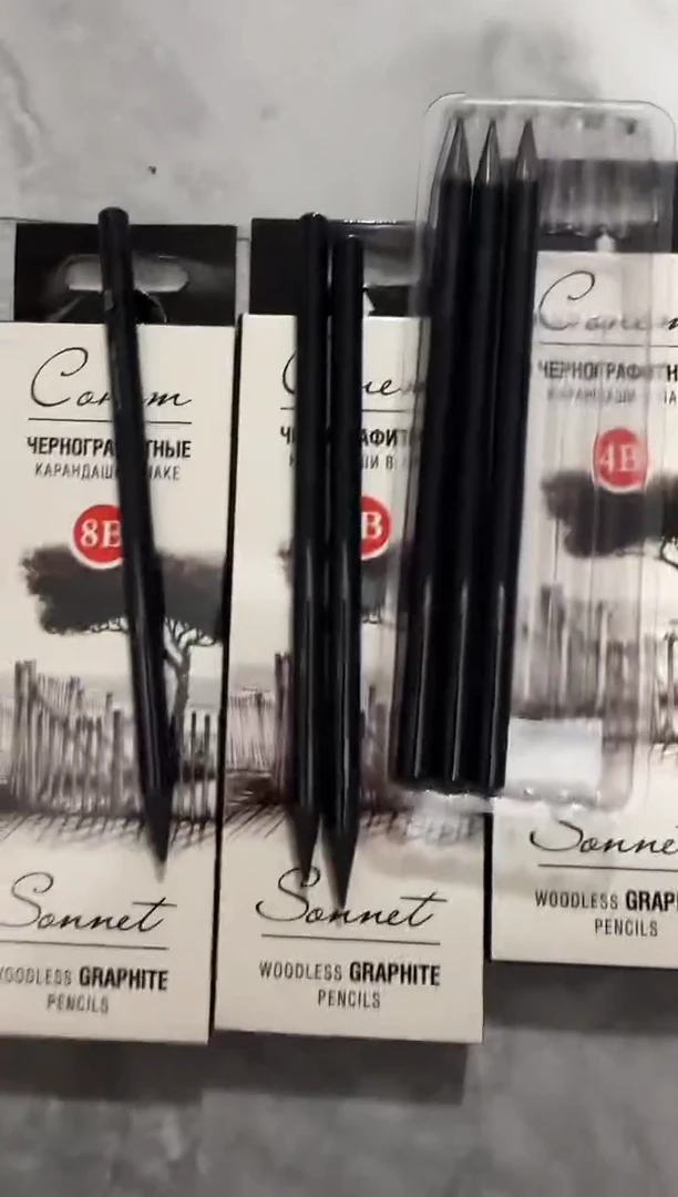 外单4b 6b 8b绘画炭笔共3盒