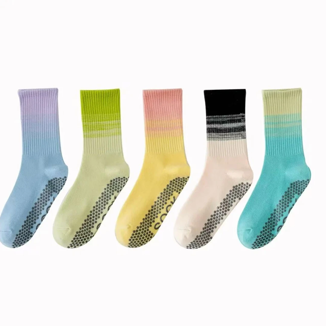 瑜伽袜子防滑专业女普拉提专用袜子五指秋冬季健身室内运动中长筒