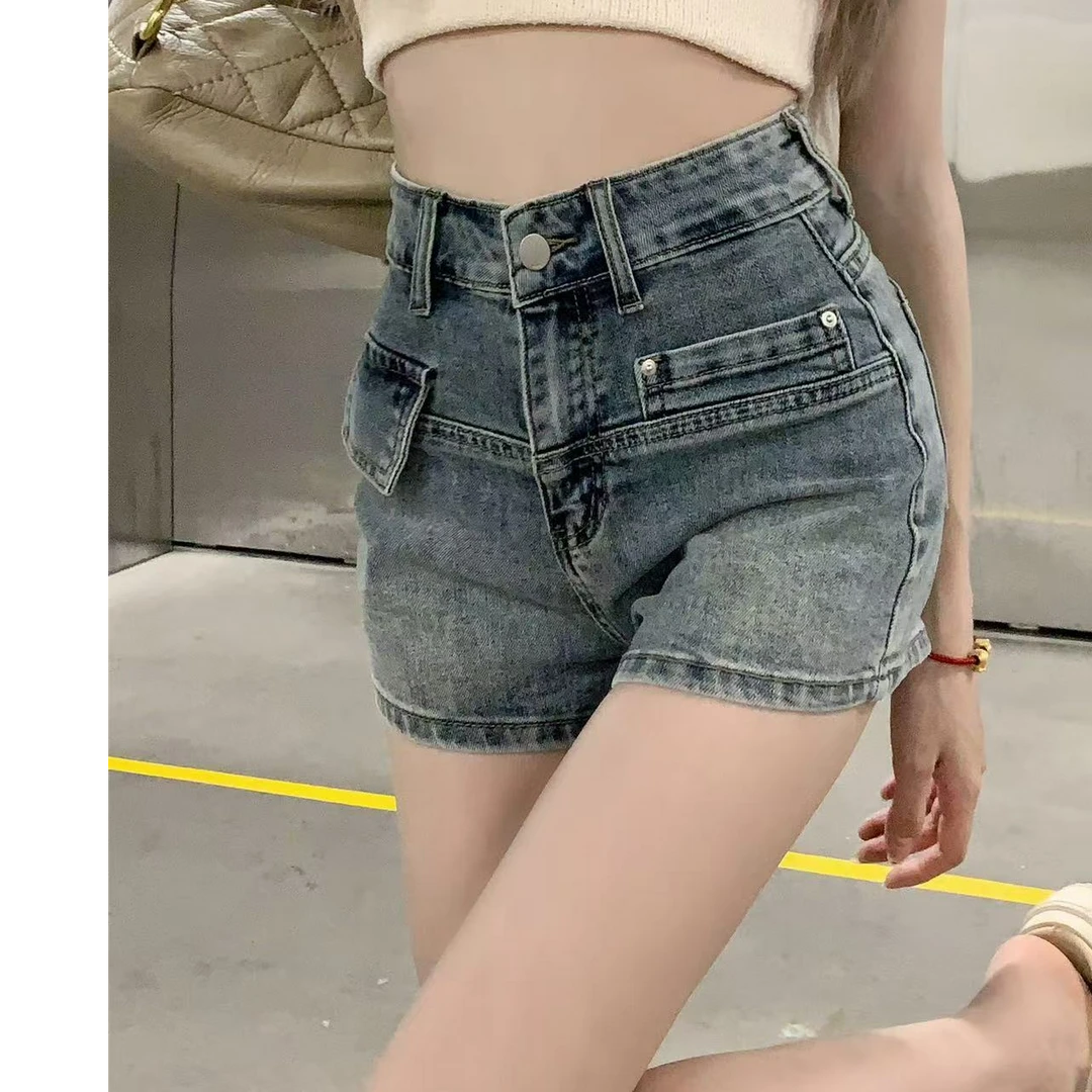 A801~A850水洗复古牛仔辣妹高腰百搭显瘦时尚韩版设计感