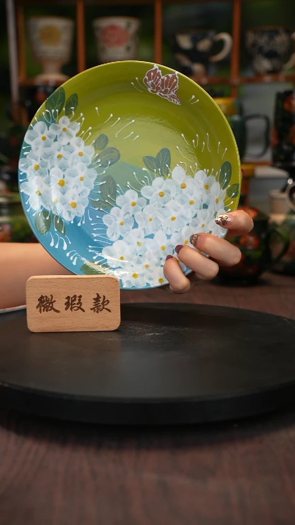 油画 手绘釉下彩微瑕