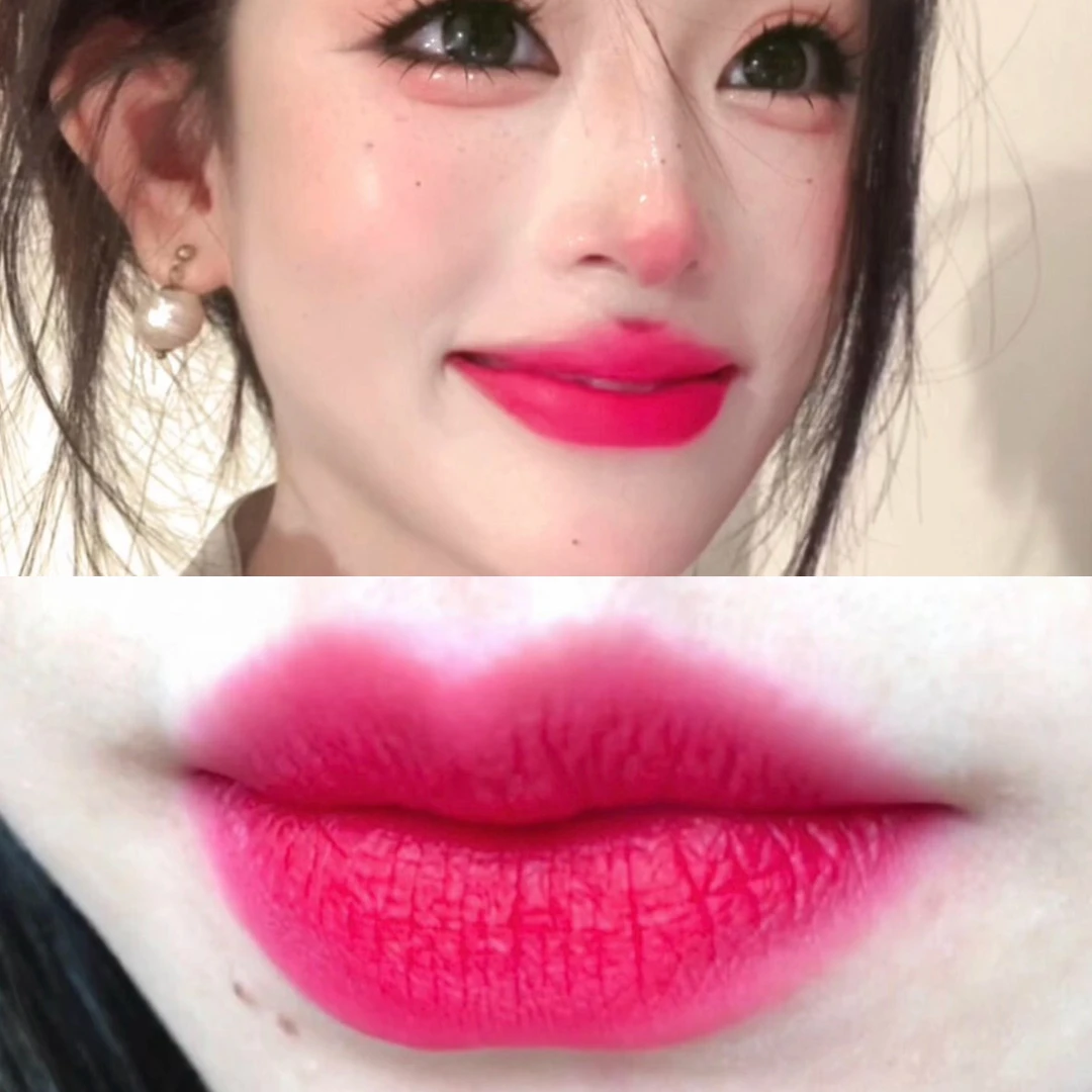 冷橄榄皮本命女团色！韩式玫红色火龙果色显白哑光雾面口红唇釉