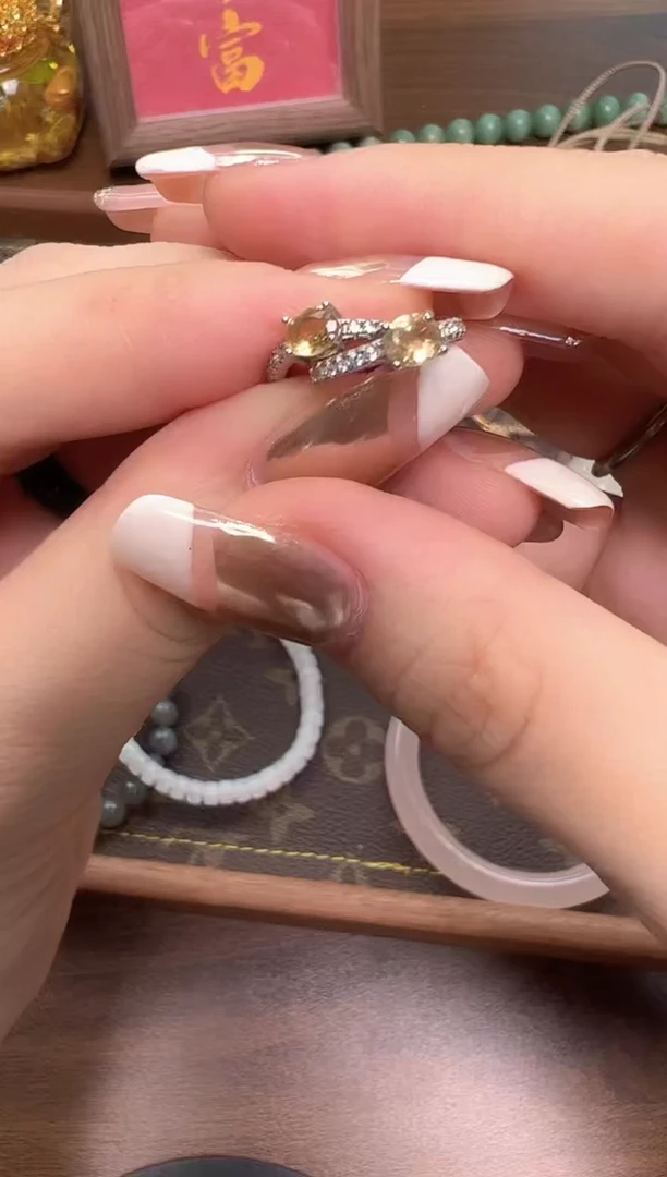 耳扣银S925镶嵌水晶黄水晶耳扣