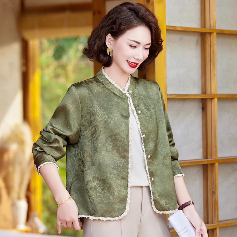 新中式妈妈春装洋气外套2025新款中老年国风小衫阔太太春秋上衣女