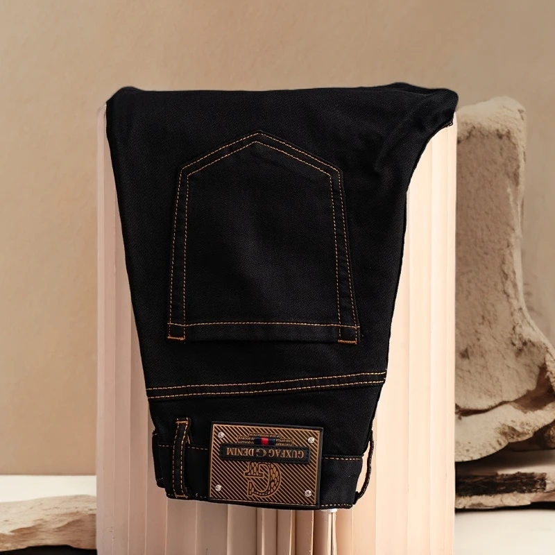 诺顿雷斯香港新款男士黑色牛仔裤新款长裤牛仔裤莱赛尔复古九分裤