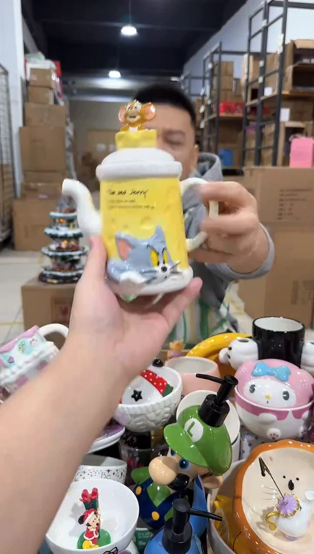 瓷片原盒猫和老鼠奶酪茶壶