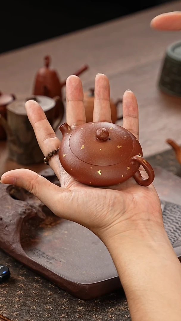 茶壶紫砂梅花西施降坡泥洒金