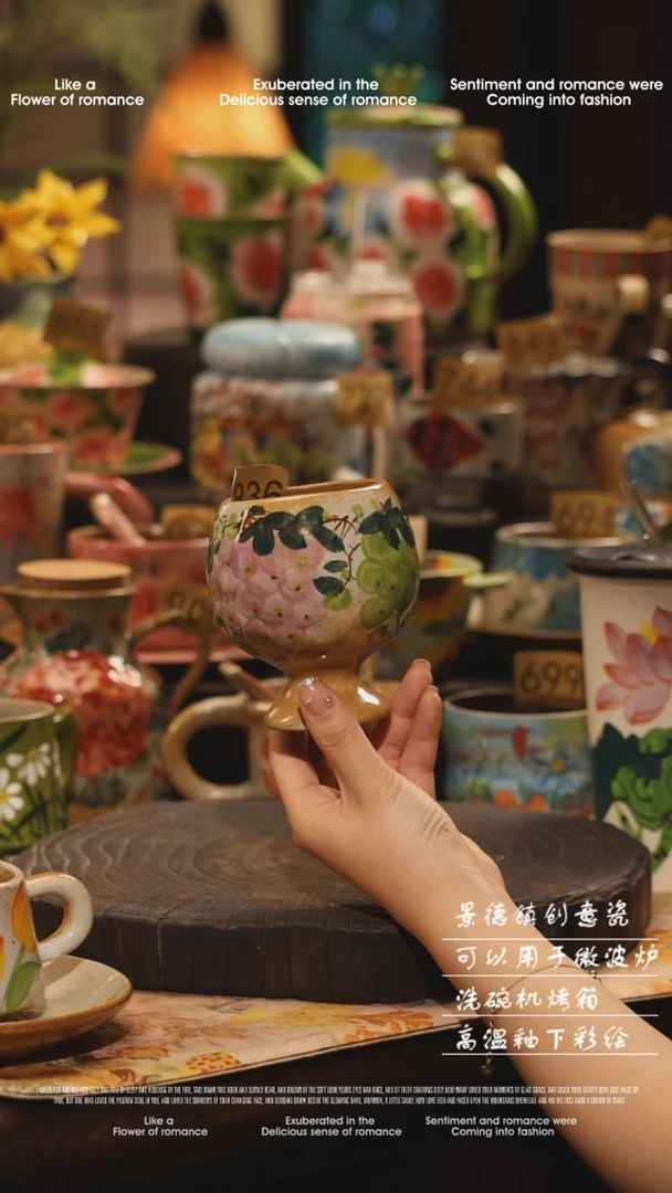 陶瓷景德镇高温釉下彩绘设计师款式