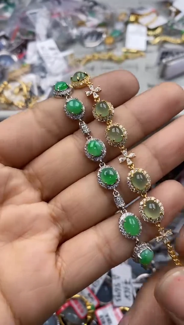 银S925镶嵌戒指翡翠666----2