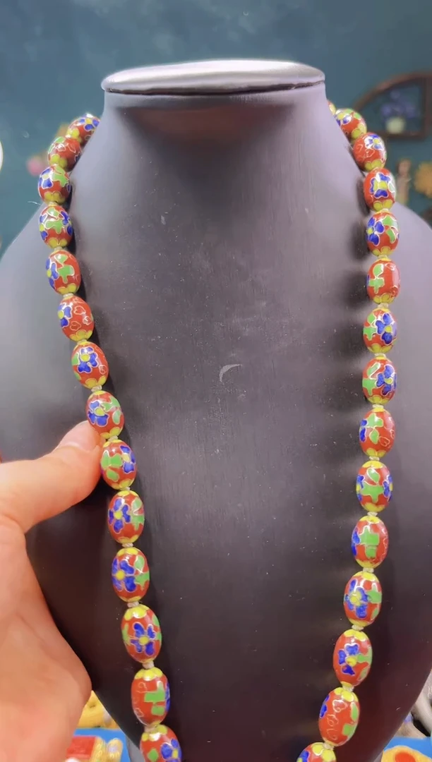 【闪购商品】非遗绝技 景泰蓝枣珠项链 砖红