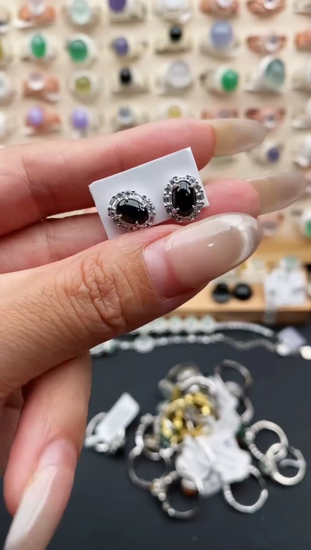 银S925镶嵌戒指翡翠缅甸天然A货翡翠11   9-10