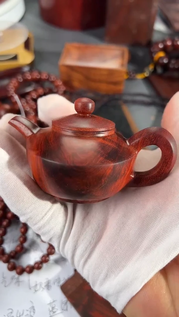 紫檀木类端景台印度小叶紫檀把把壶