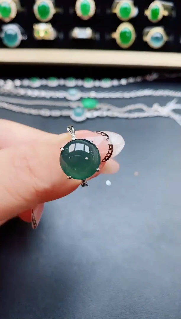 翡翠戒指银S925镶嵌312321
