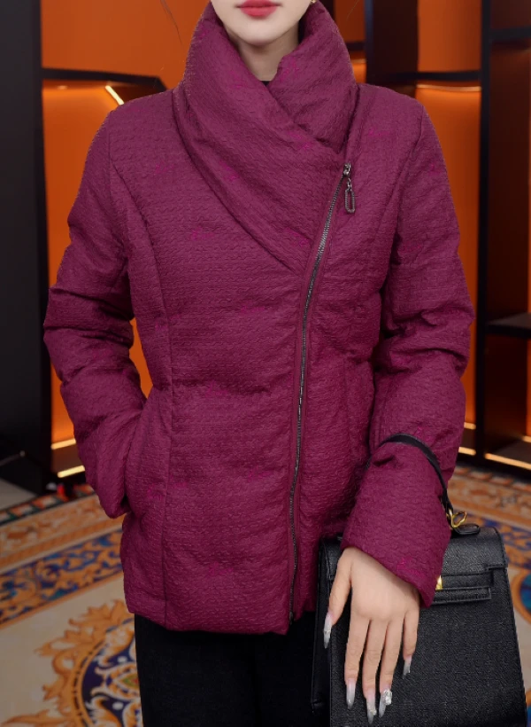 杭州正品2025冬季新款玫瑰紫羽绒服洋气时尚保暖外套YRF5219