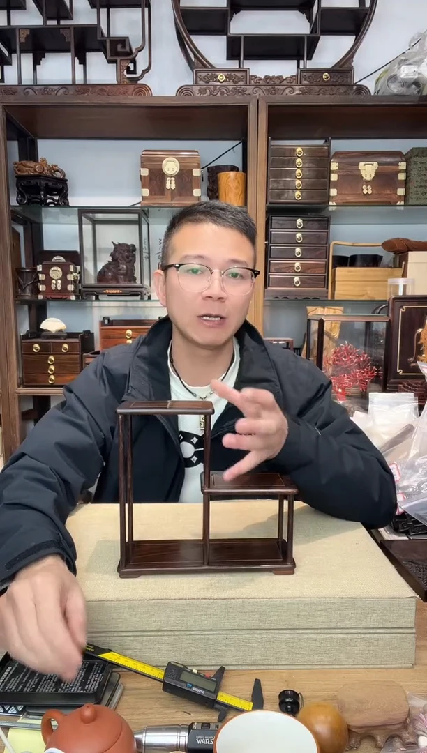 乌木类书架446大红酸枝小博古架