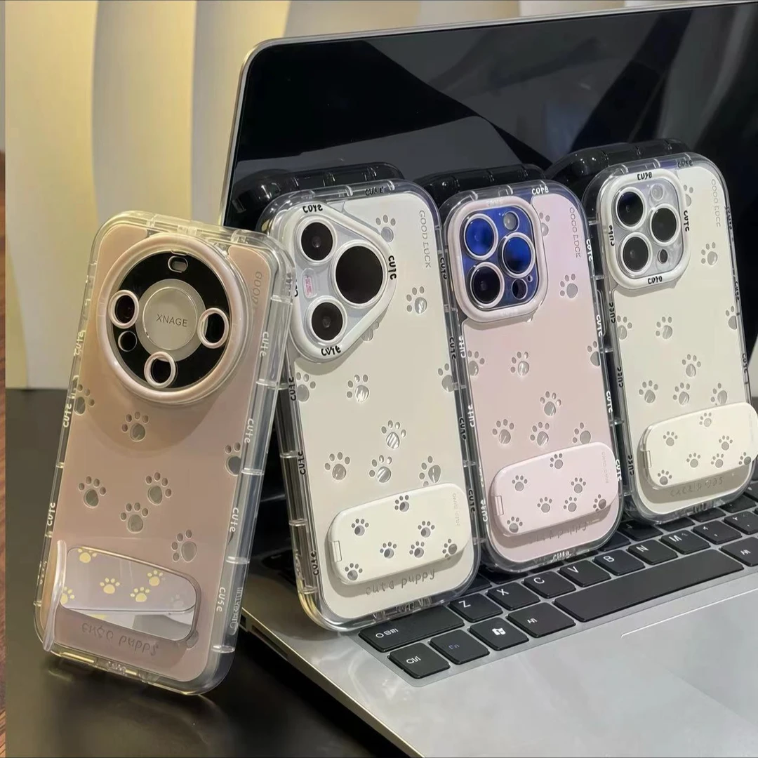 可爱小爪子镜子支架适用苹果15/16promax手机壳vivo华为oppo小米