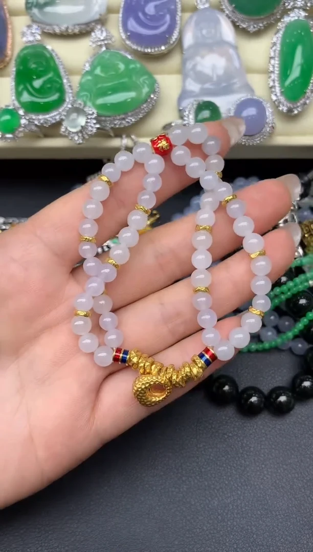 足金镶嵌手串翡翠298-雪姐翡翠天天见