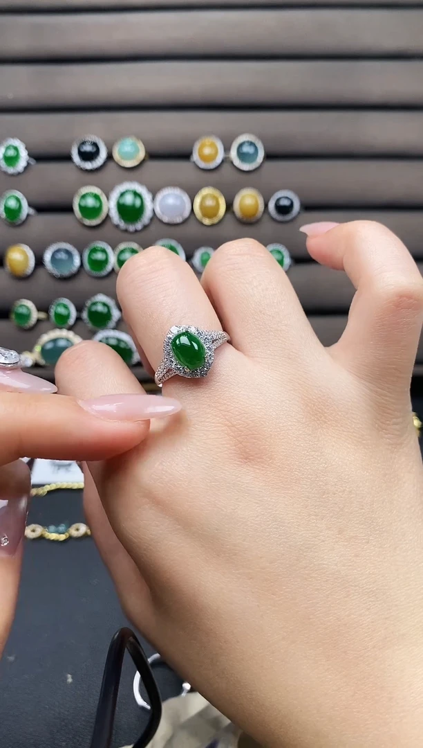 银S925镶嵌戒指翡翠111