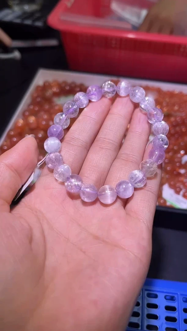 未镶嵌锂辉石手串J024-8mm拉丝紫锂辉单圈-多样性发其一