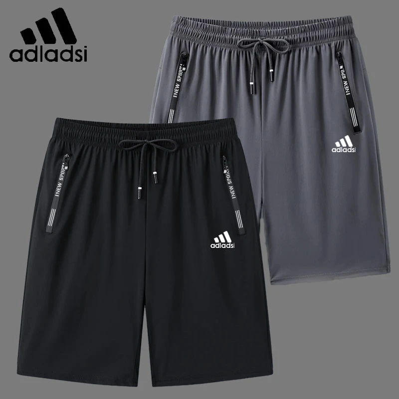 阿迪精选夏季冰丝短裤男士五分裤透气薄款速干户外运动大码沙滩裤