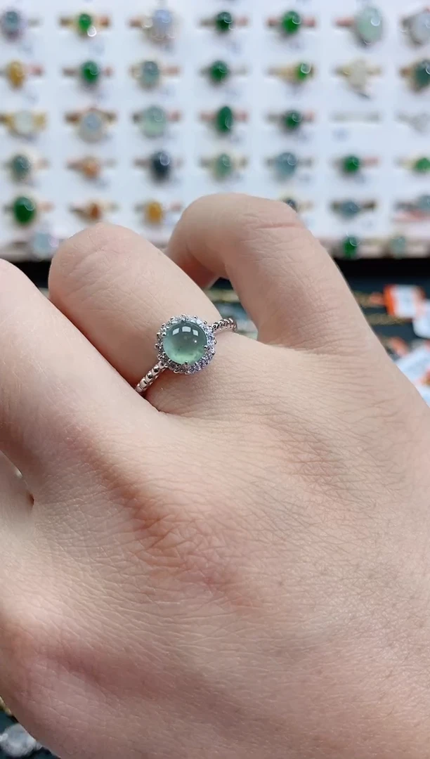 银S925镶嵌戒指翡翠天然翡翠