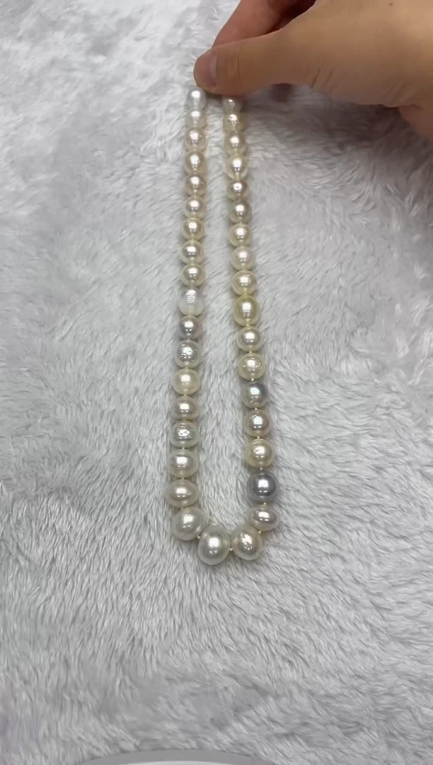 海水珍珠银S925镶嵌项链澳白9-14mm（多样性发一）