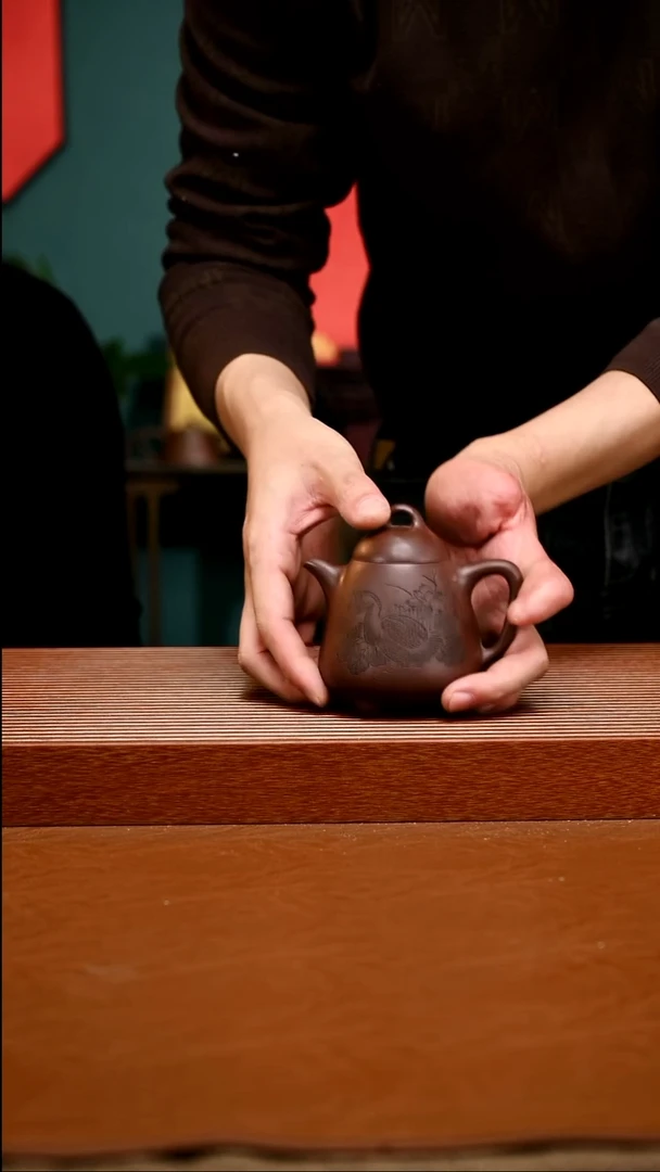 紫砂茶宠精工钱晨彬三足高乳瓢642