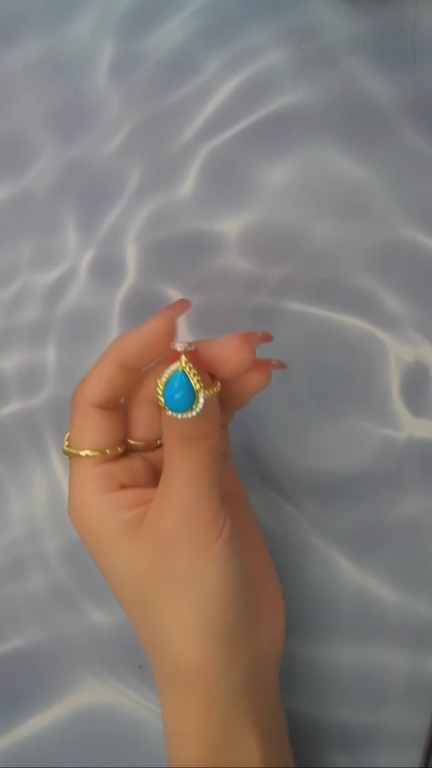 【闪购商品】绿松石戒指银S925镶嵌发货一件