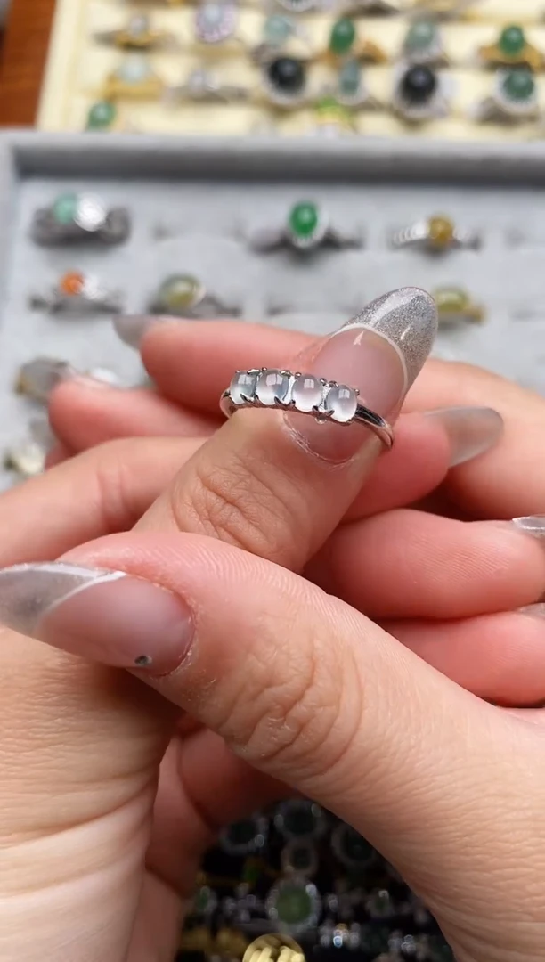 【闪购商品】翡翠戒指银S925镶嵌222222222+5