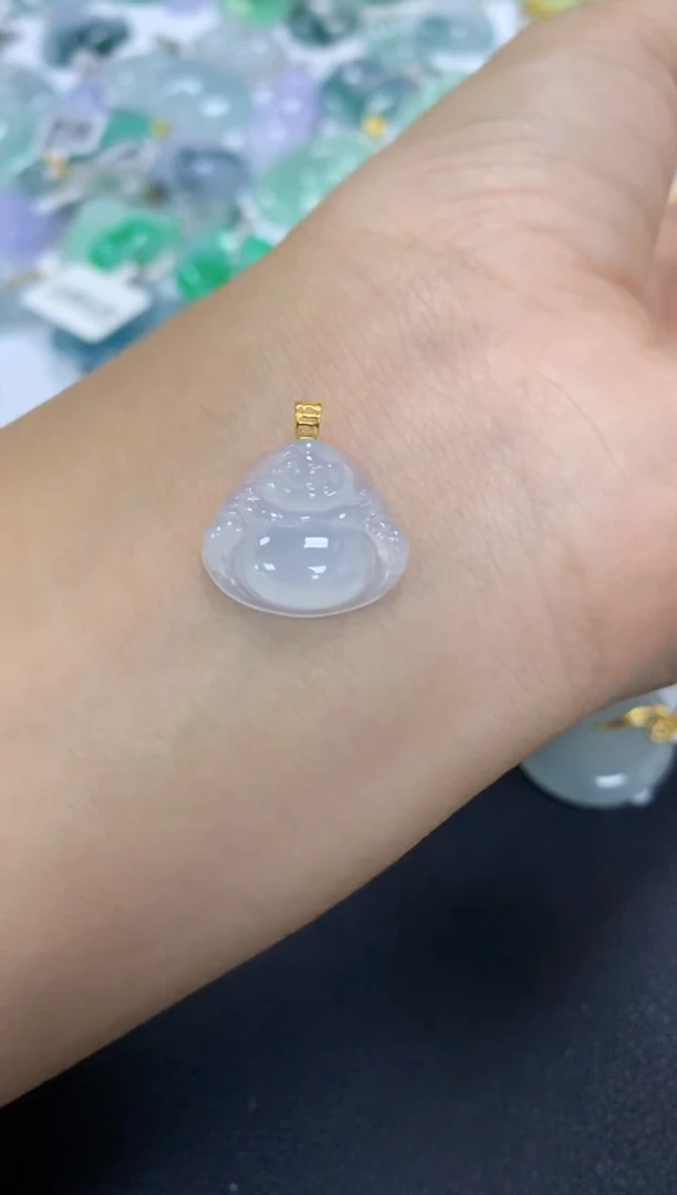 颈饰18K金镶嵌翡翠a货假一赔三支持复检百元上9元证书费自理