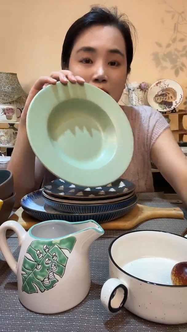 瓷片9英寸草帽盘 微瑕介意勿拍