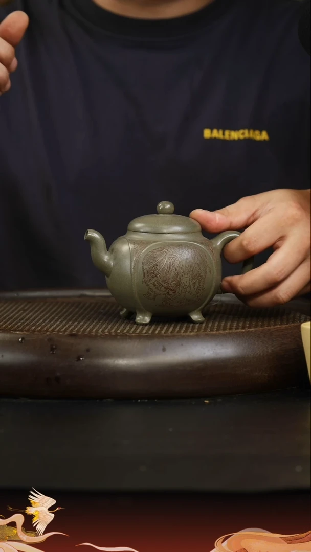 茶壶紫砂紫砂壶40 青段 太平有象