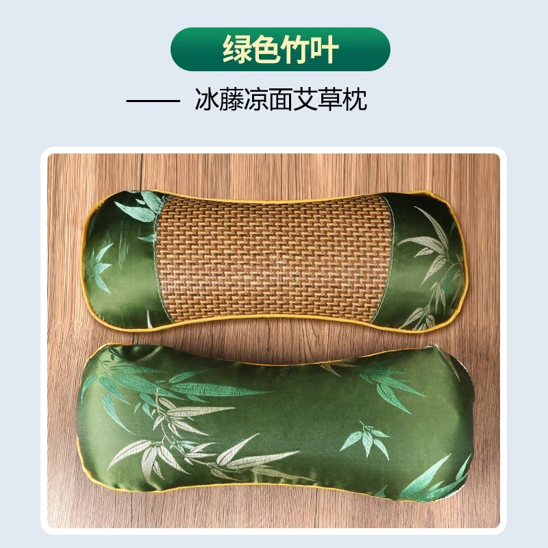 【竹叶藤席骨头枕】凉爽枕头艾草藤席枕睡眠枕家用护颈头枕藤席骨枕