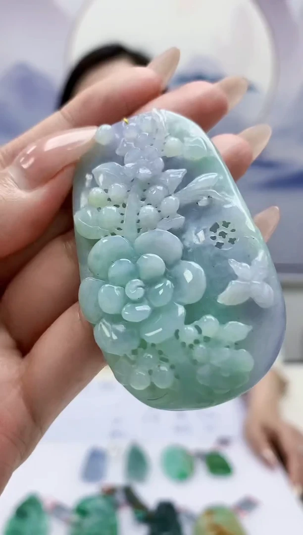 定制翡翠未镶嵌4852MM-毛货挂件64