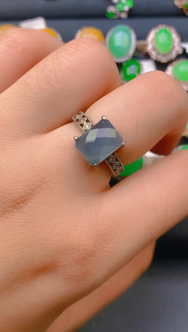 【闪购商品】翡翠戒指银S925镶嵌天然A货翡翠1